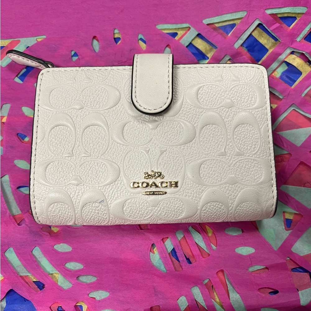 Coach White Embossed Women's Wallet